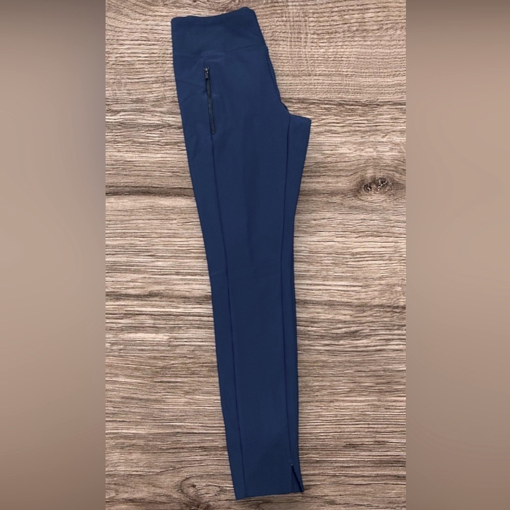 Athleta Stella Tight Leggings Navy Blue Zip Pockets Sz Small Ankle Stretch Pant - Picture 5 of 13